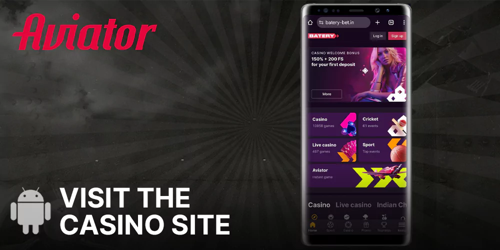 Open the Batery website on your Android phone